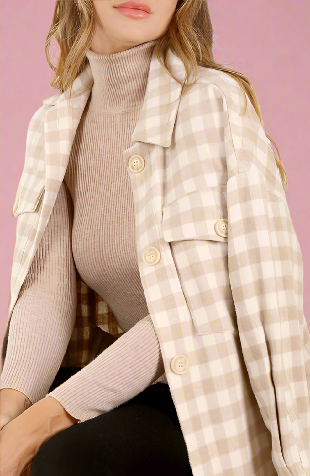 Plaid jacket in beige