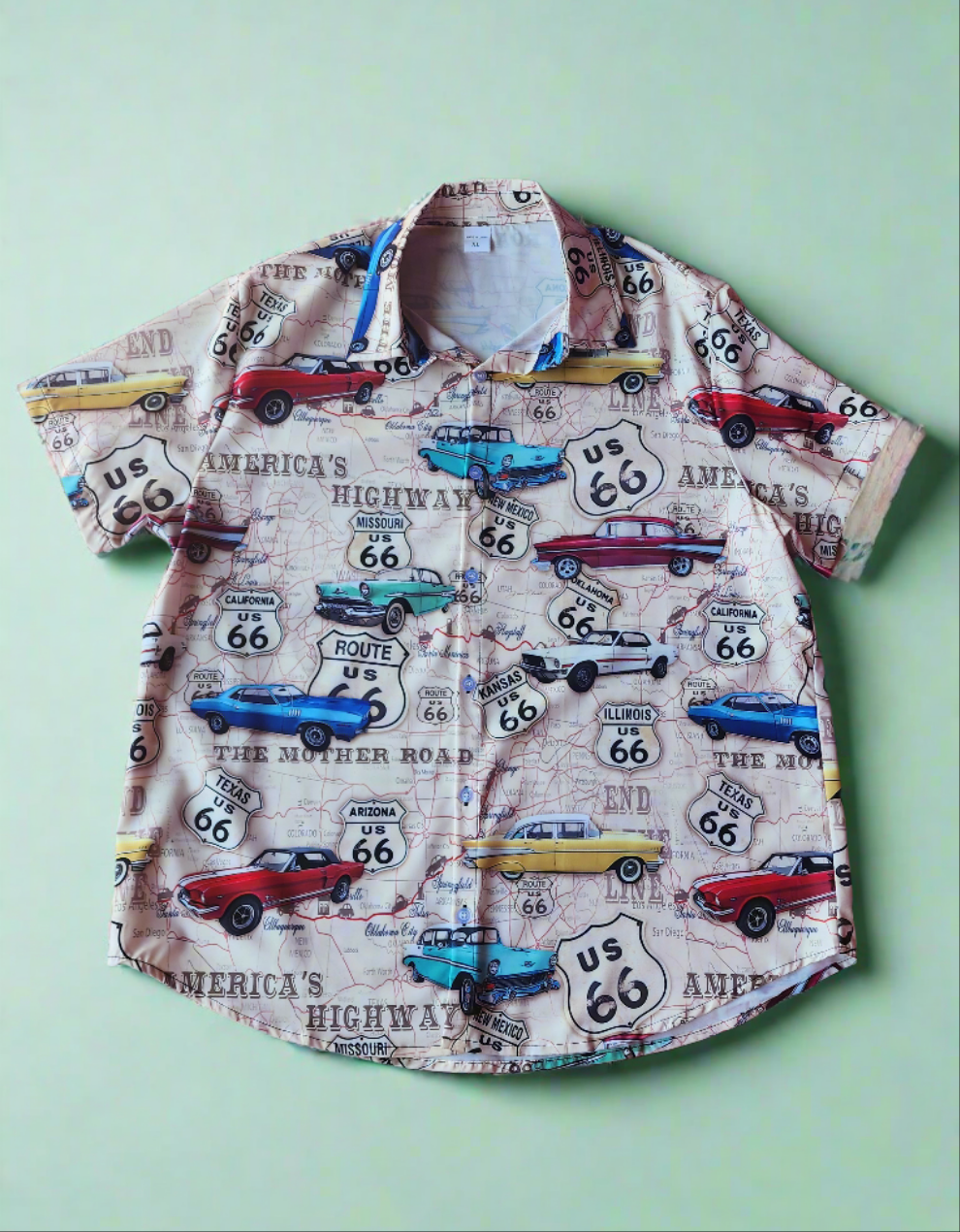 Route 66 Classic Car Button Up Shirt