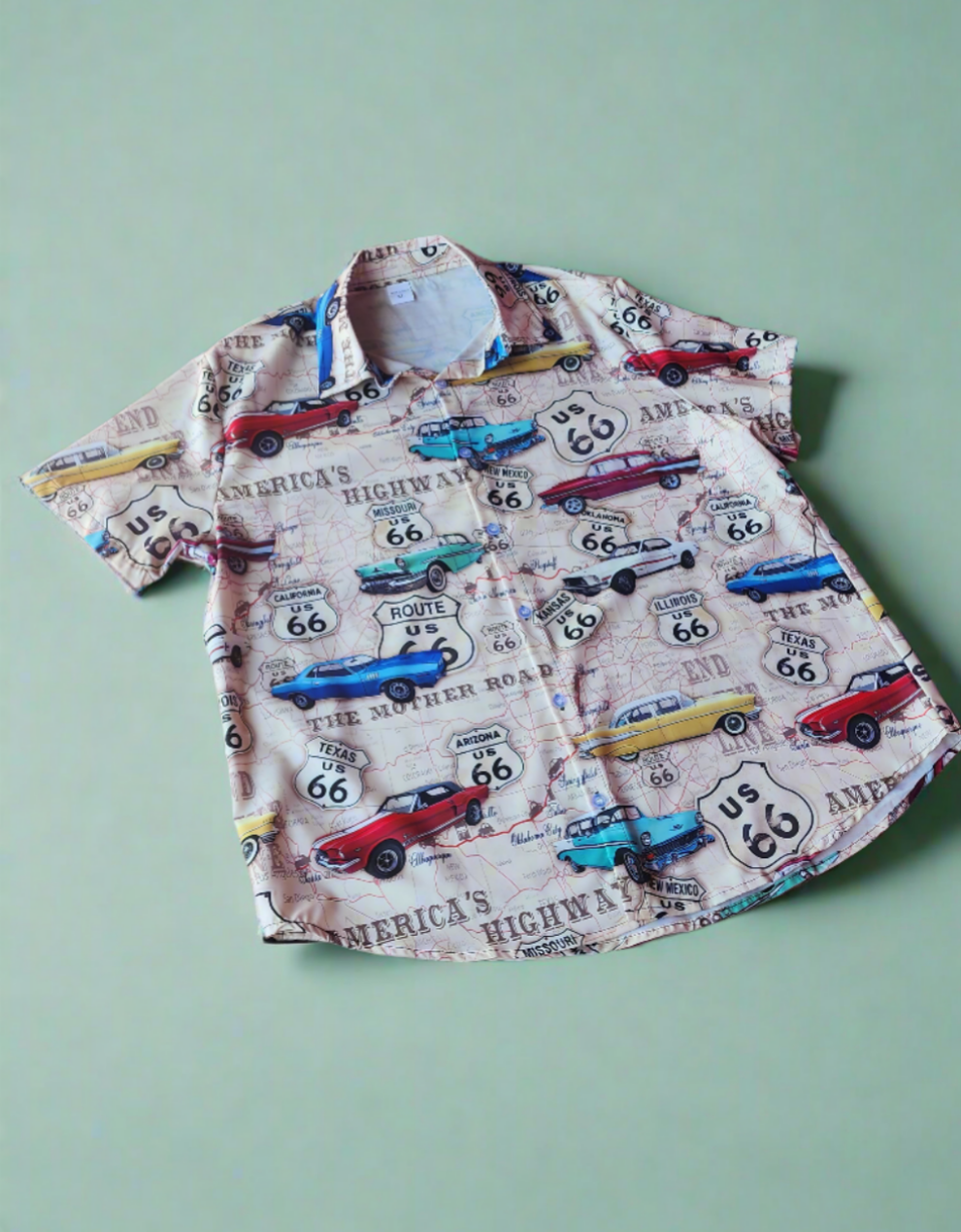 Route 66 Classic Car Button Up Shirt