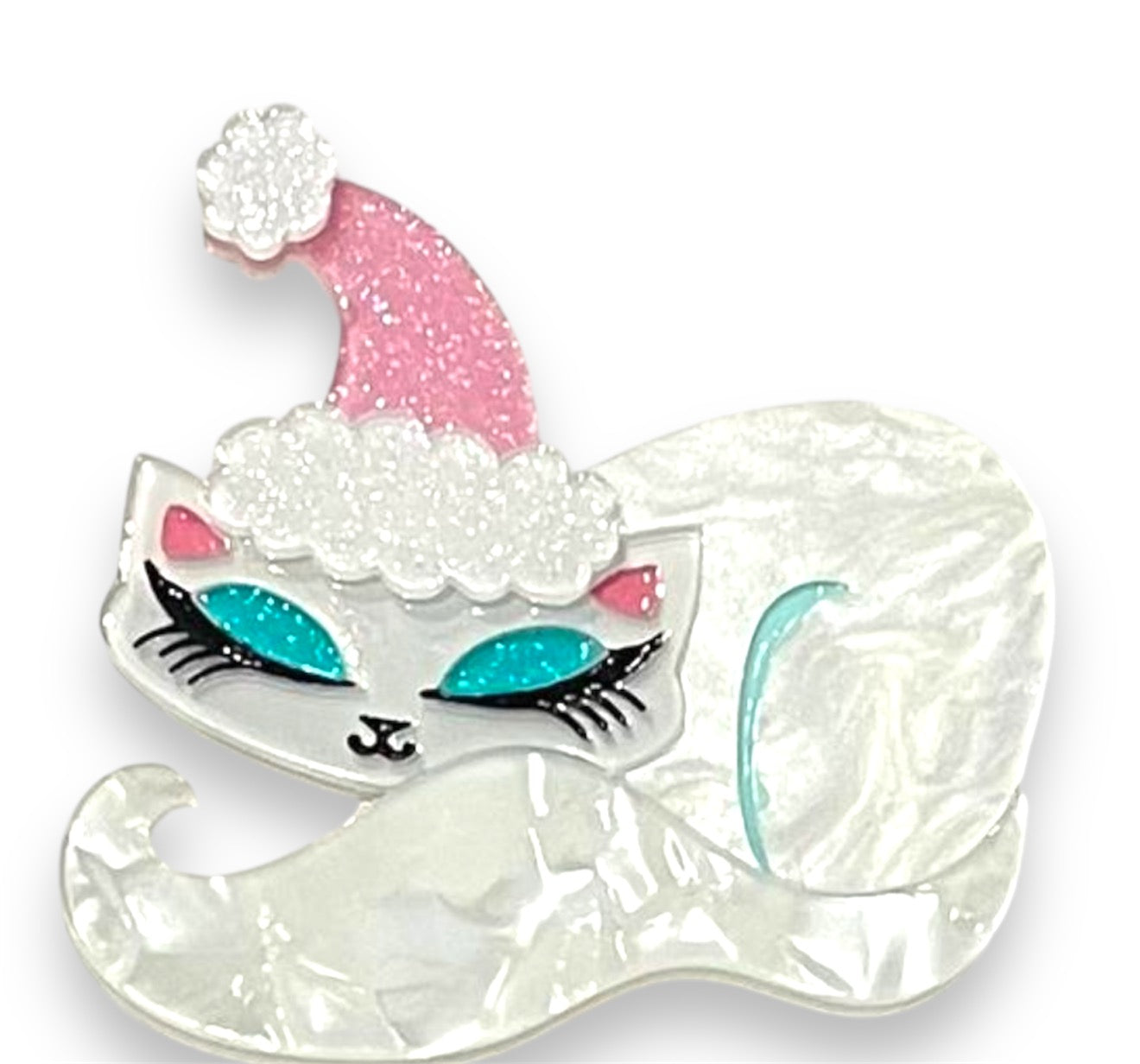 Christmas Cat Nap Brooch by Miss Fluff x Lipstick & Chrome — Cozy Holiday Kitty Pin