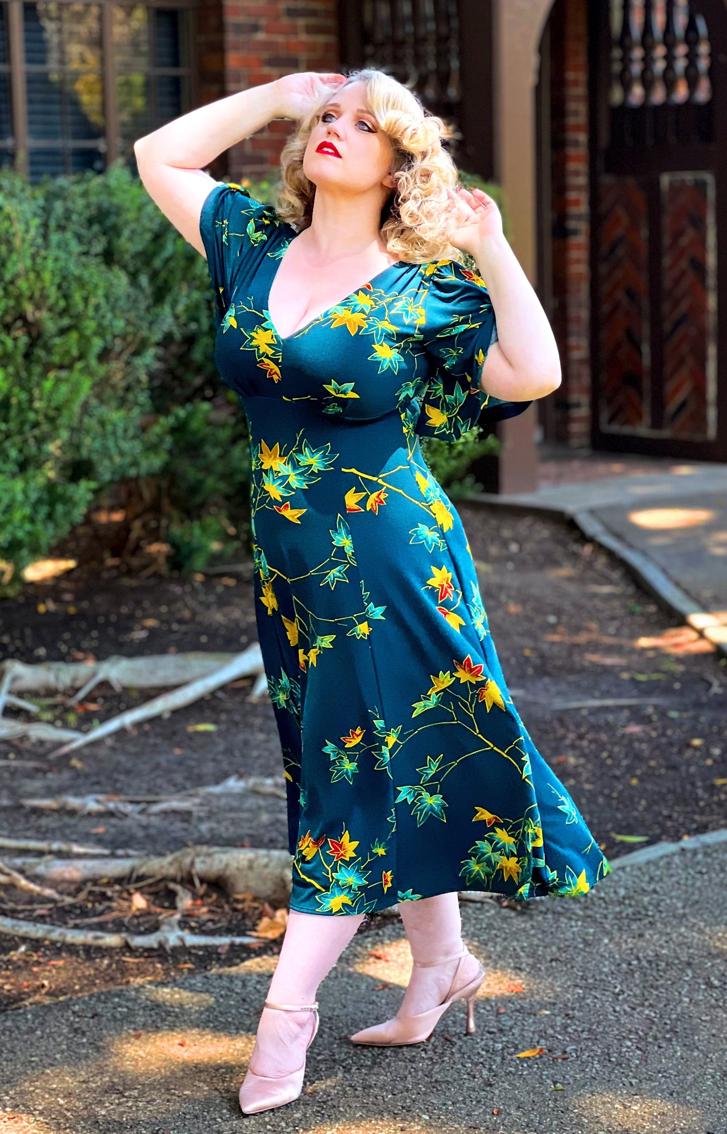 Viva Dress in Falling Leaves Crepe | Laura Byrnes Designs