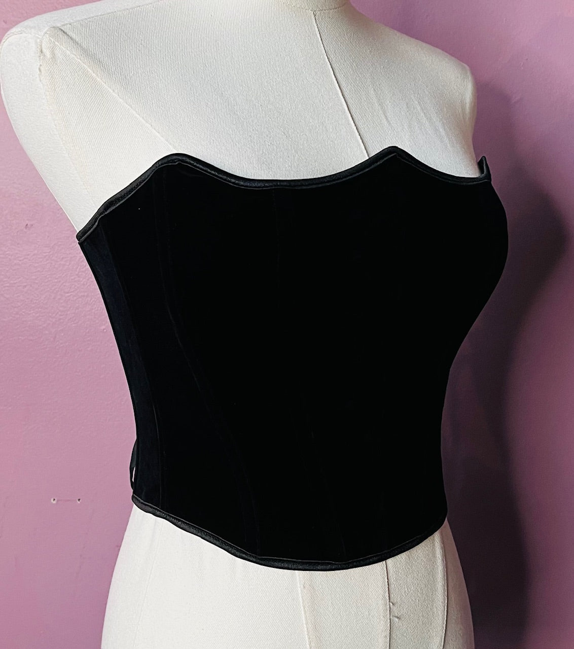 The Poe Corset - Pointed Velveteen Waist Cinching Corset - Pre-Order