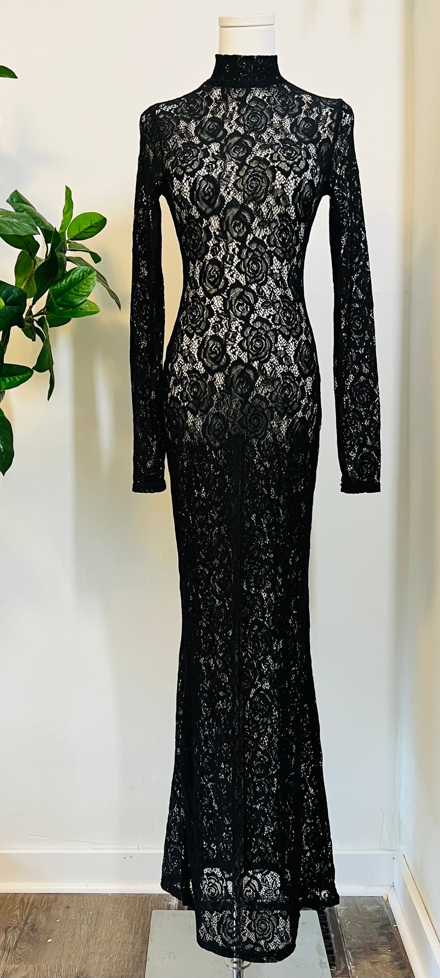 Persephone - Deadly Sheer Floral Lace Maxi Dress