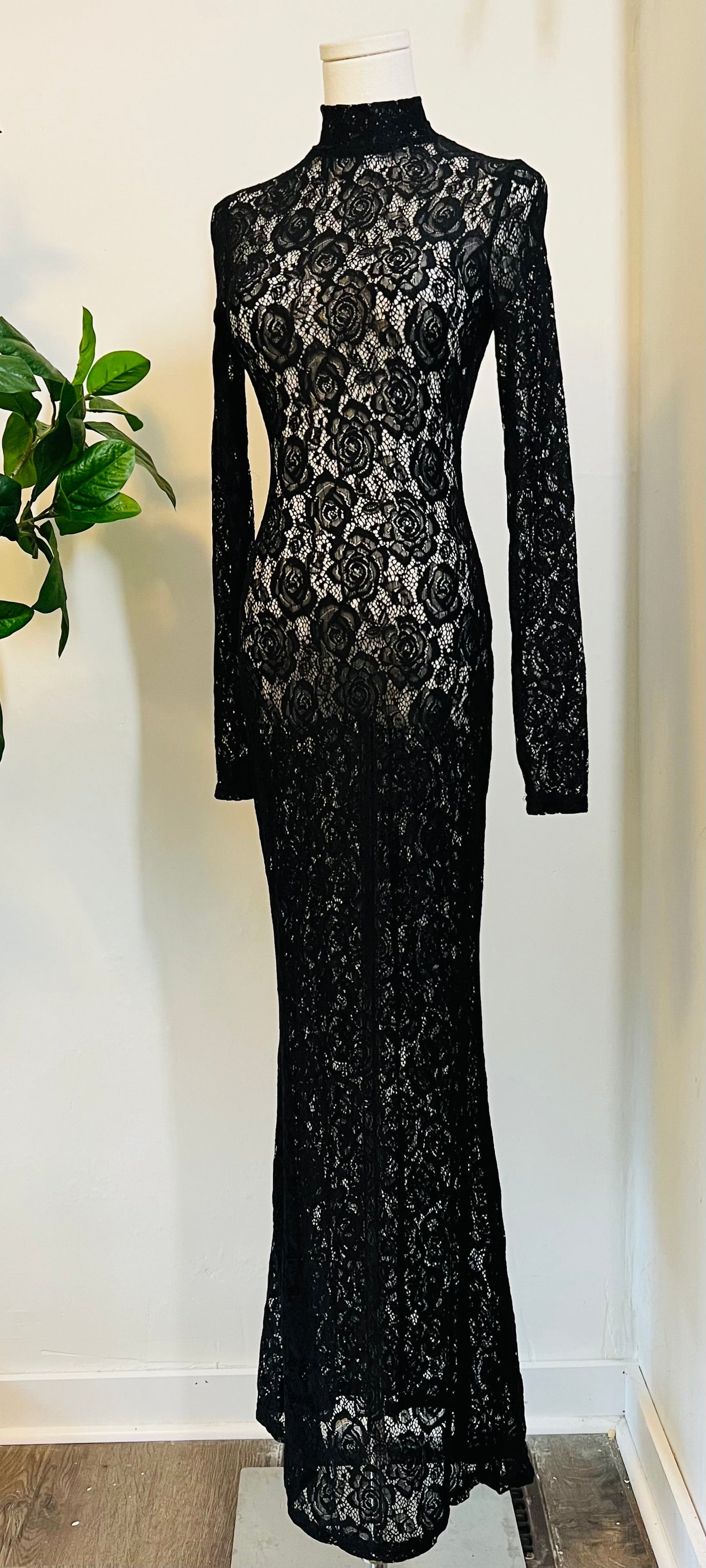 Persephone - Deadly Sheer Floral Lace Maxi Dress