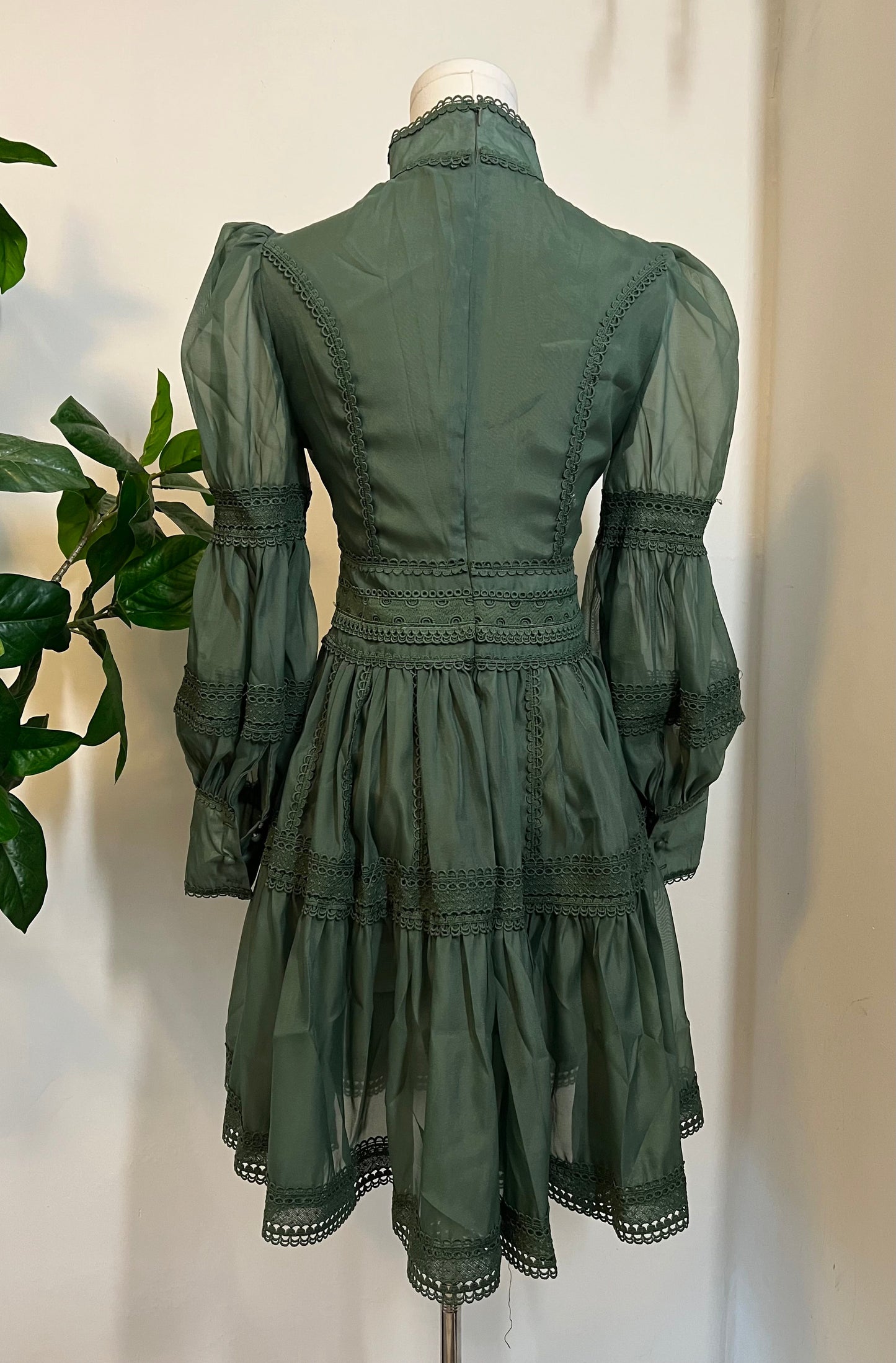 Morgana - Romantic Victorian Inspired Party Dress in Sage