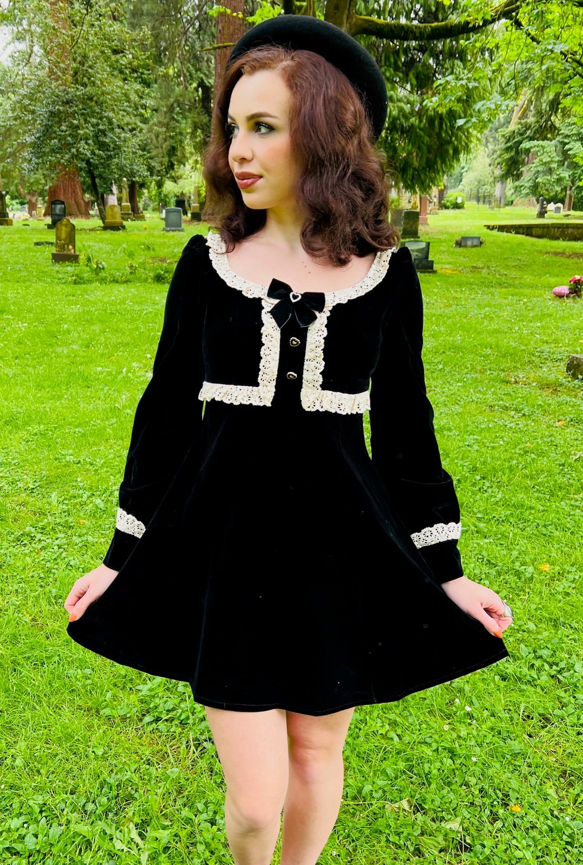 Sabrina - Luscious 60s style Velvet Mini Dress