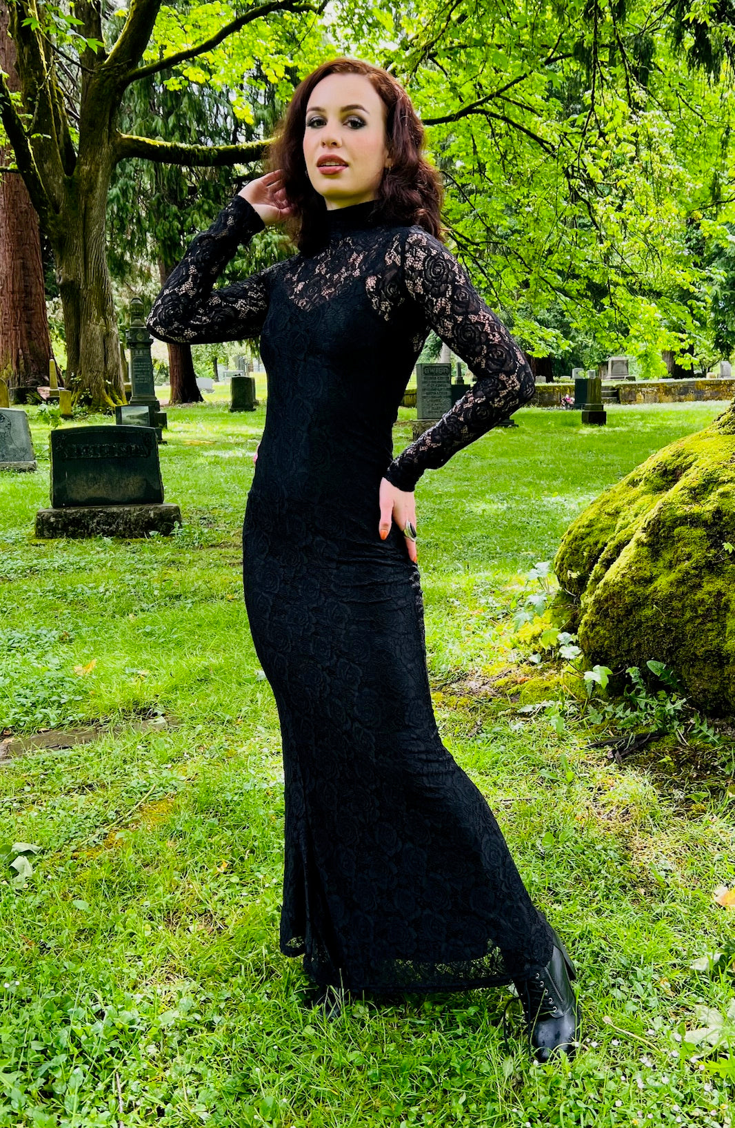 Persephone - Deadly Sheer Floral Lace Maxi Dress