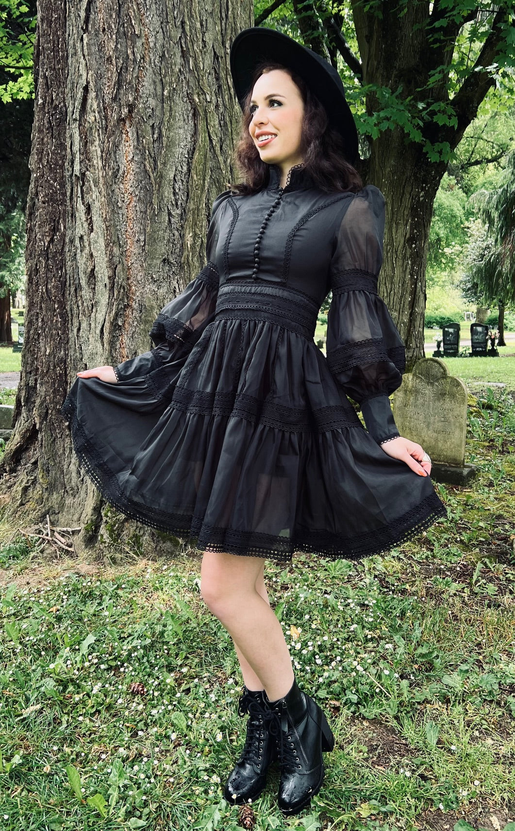 Morgana - Romantic Victorian Inspired Party Dress in Black - PRE-ORDER