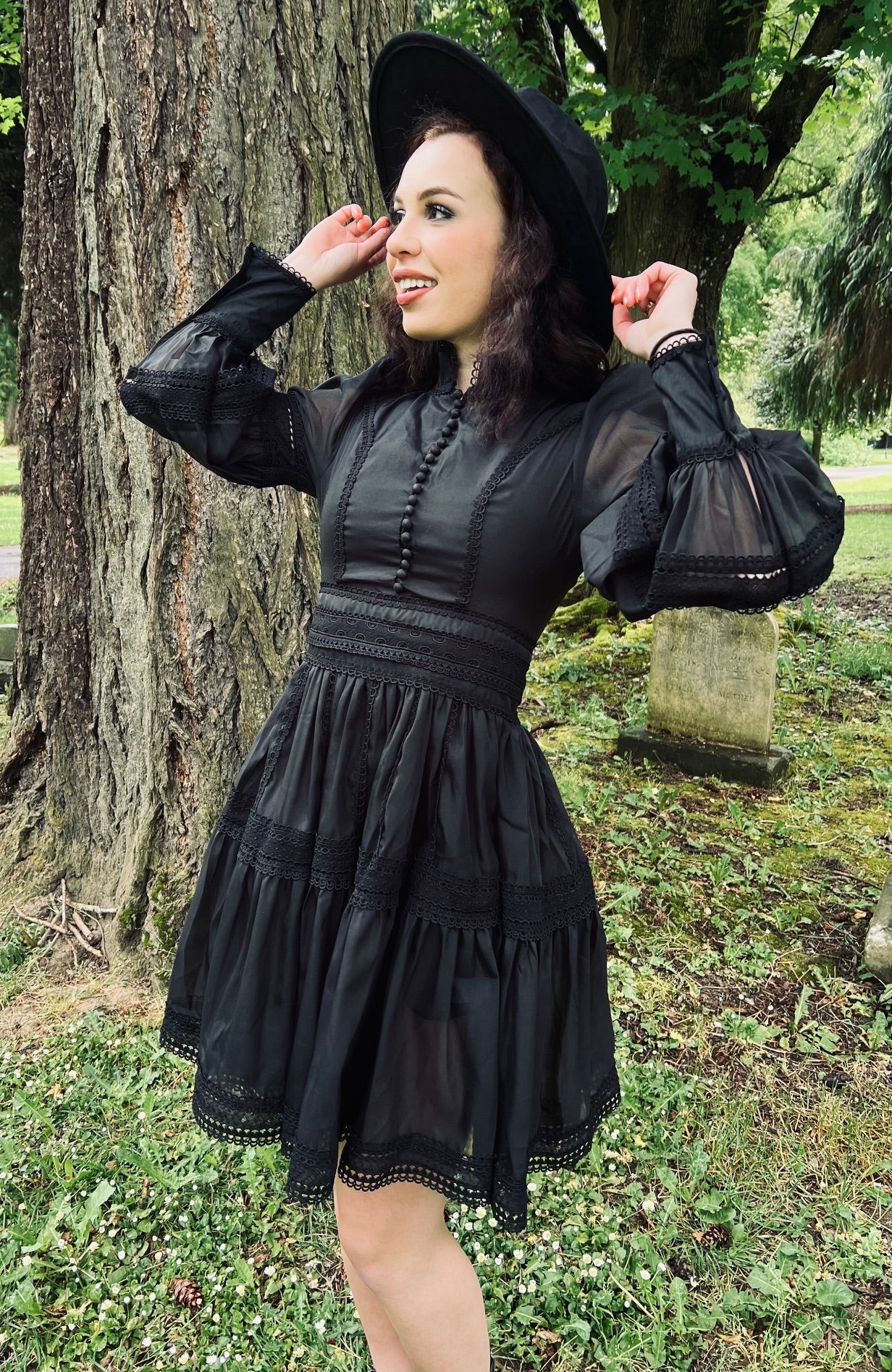 Morgana - Romantic Victorian Inspired Party Dress in Black - PRE-ORDER