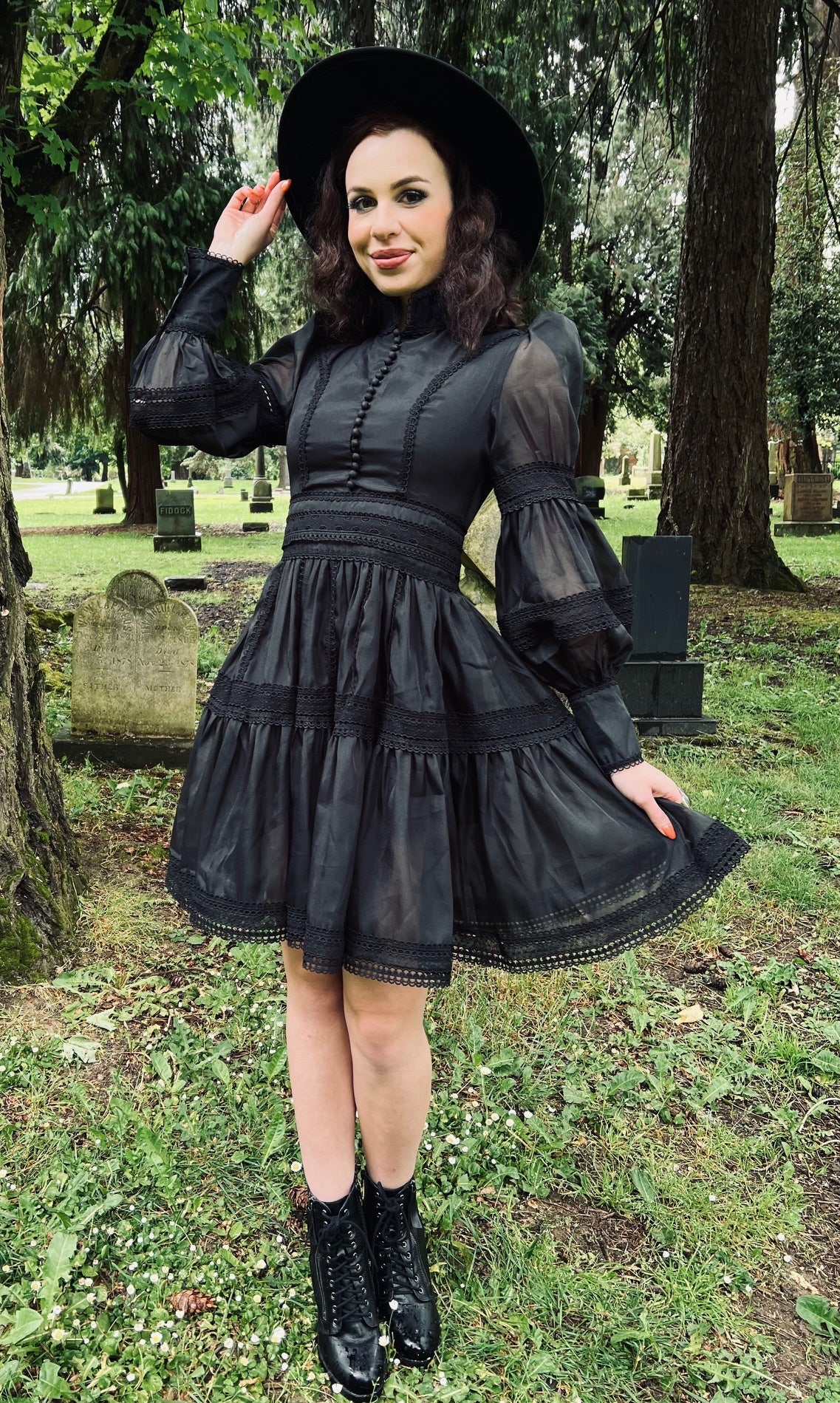 Morgana - Romantic Victorian Inspired Party Dress in Black - PRE-ORDER
