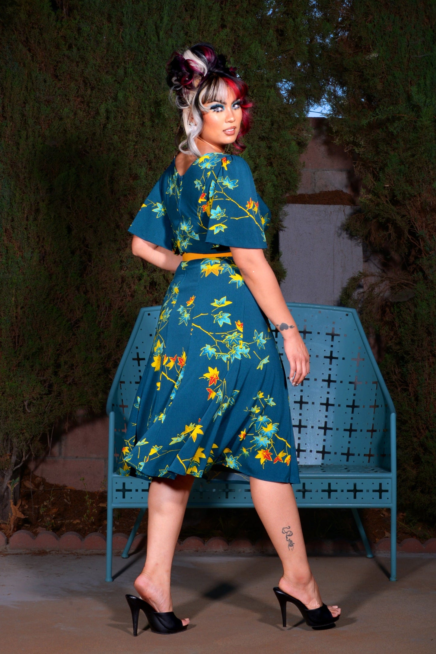Viva Dress in Falling Leaves Crepe | Laura Byrnes Designs