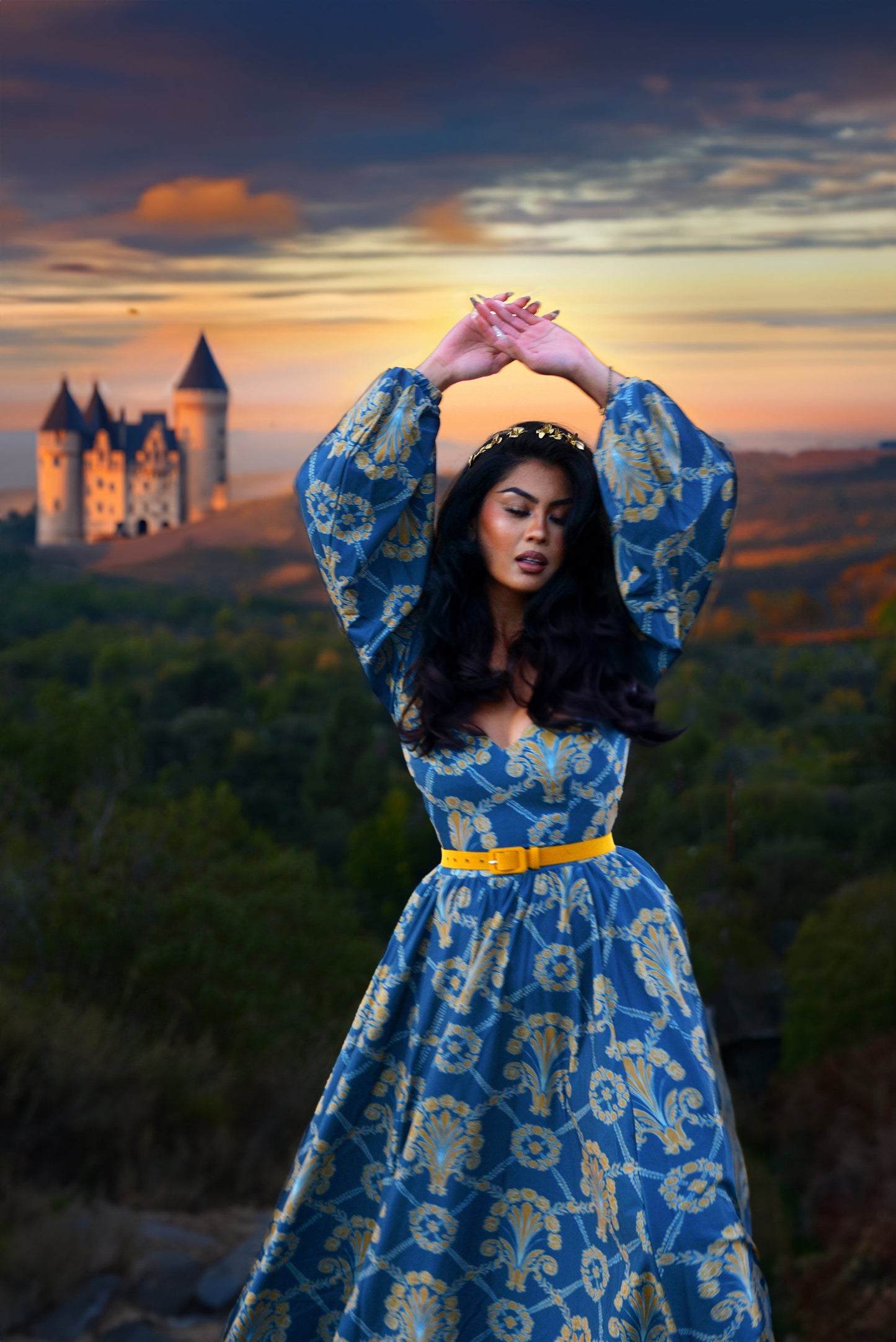 Lucrezia Maxi Gown in Take Me to Galway Crepe | Laura Byrnes & Hope Johnstun