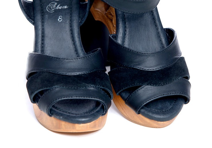the Pagoda Shoes - in Black Suede and Leather