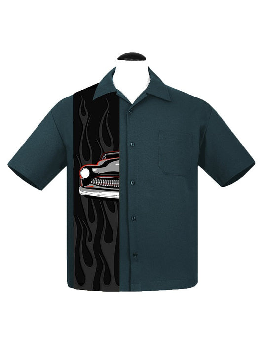 Merc Flame Panel Bowling Shirt by Steady Clothing