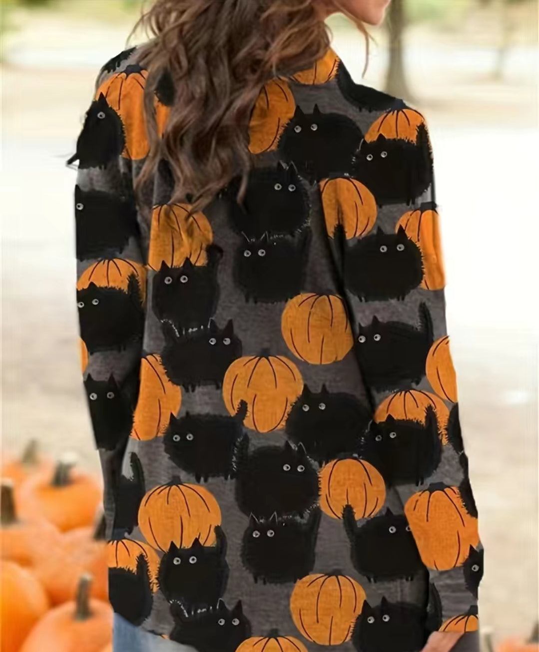 Halloween Pumpkin Cat Cardigan