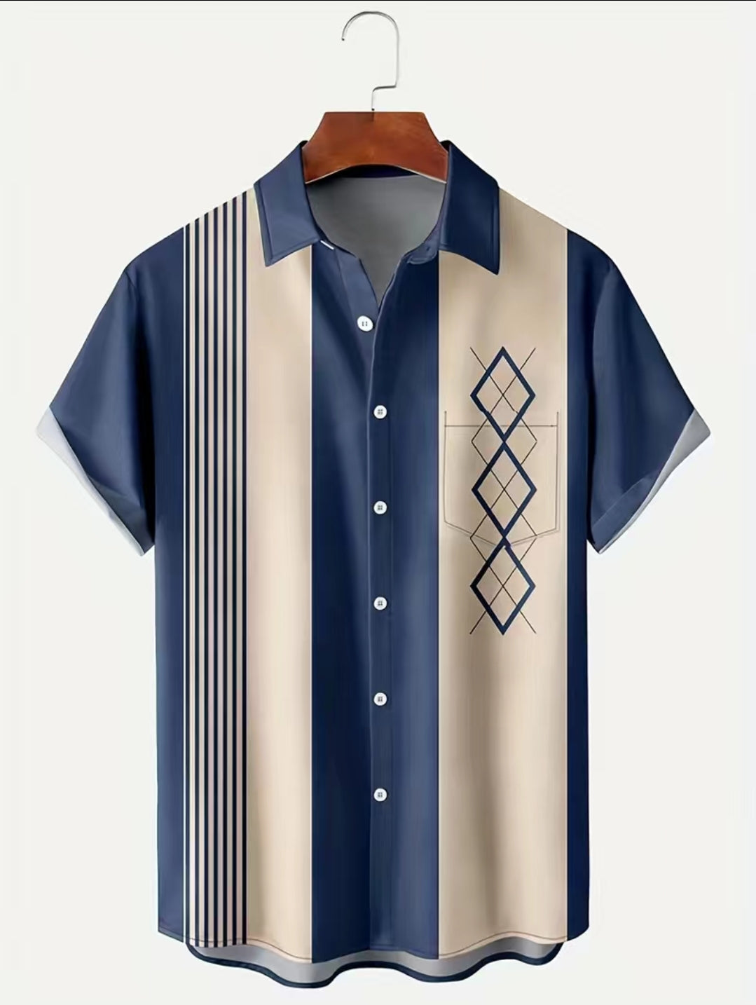 Geometric Vintage Style Button Up Shirt