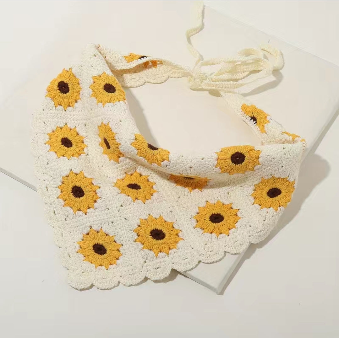 Sunflower Crochet Hair Scarf