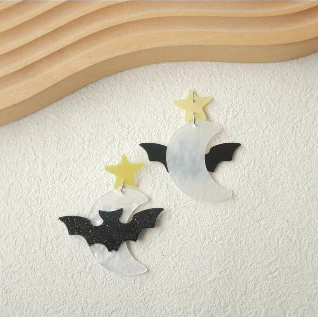 Bat Moon Dangle Earrings