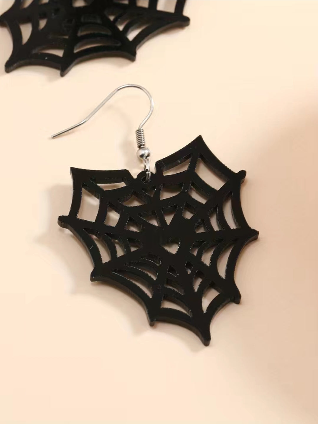 Black Spider Web Dangle Earrings