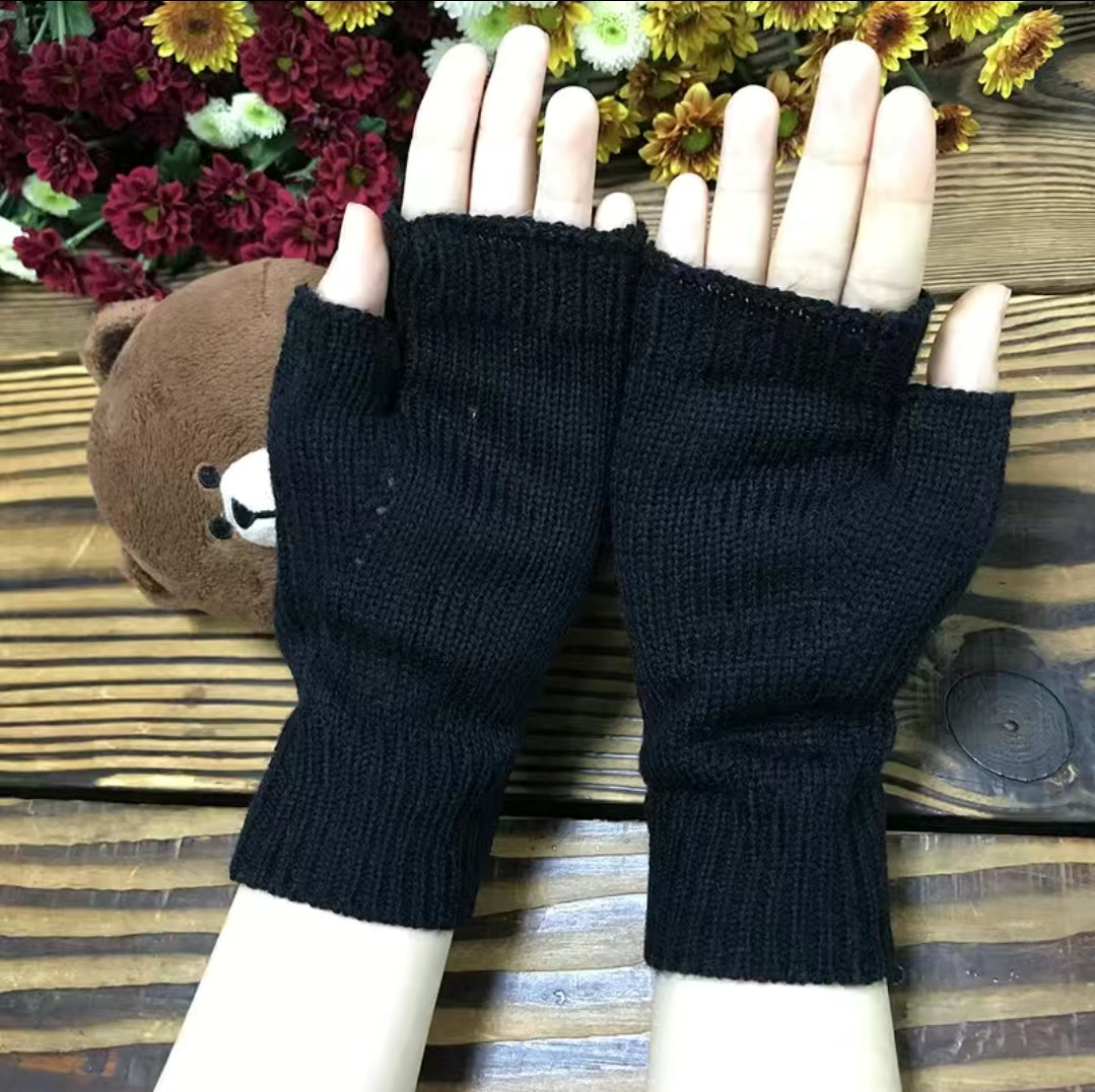 Mushroom Embroidered Fingerless Gloves