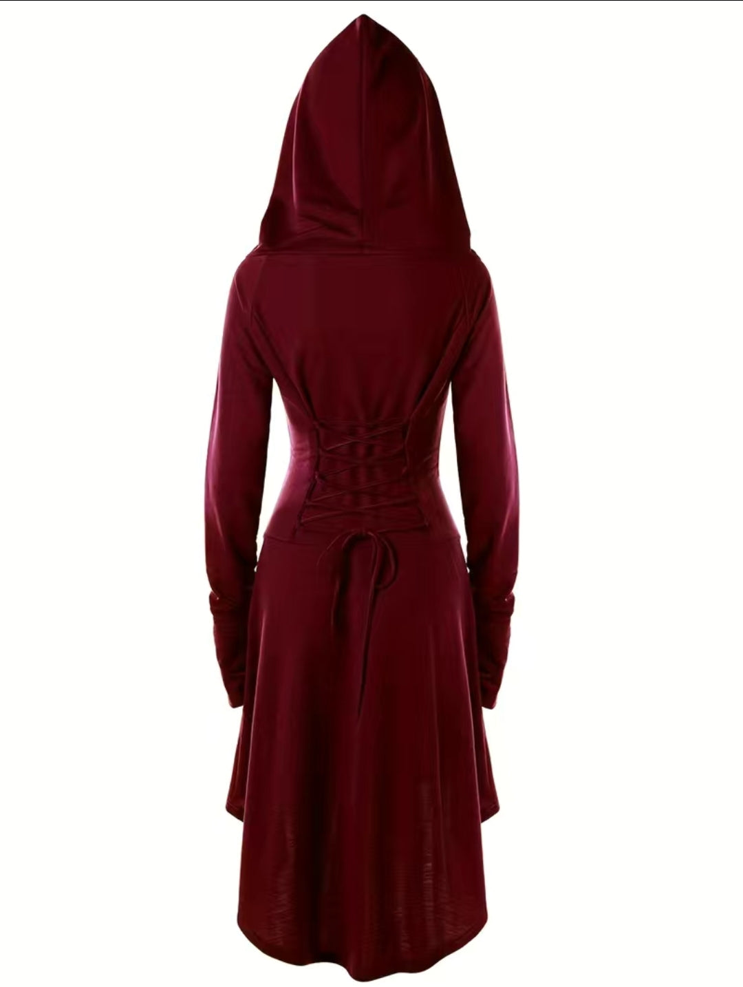 Burgundy Hooded Medieval Dress