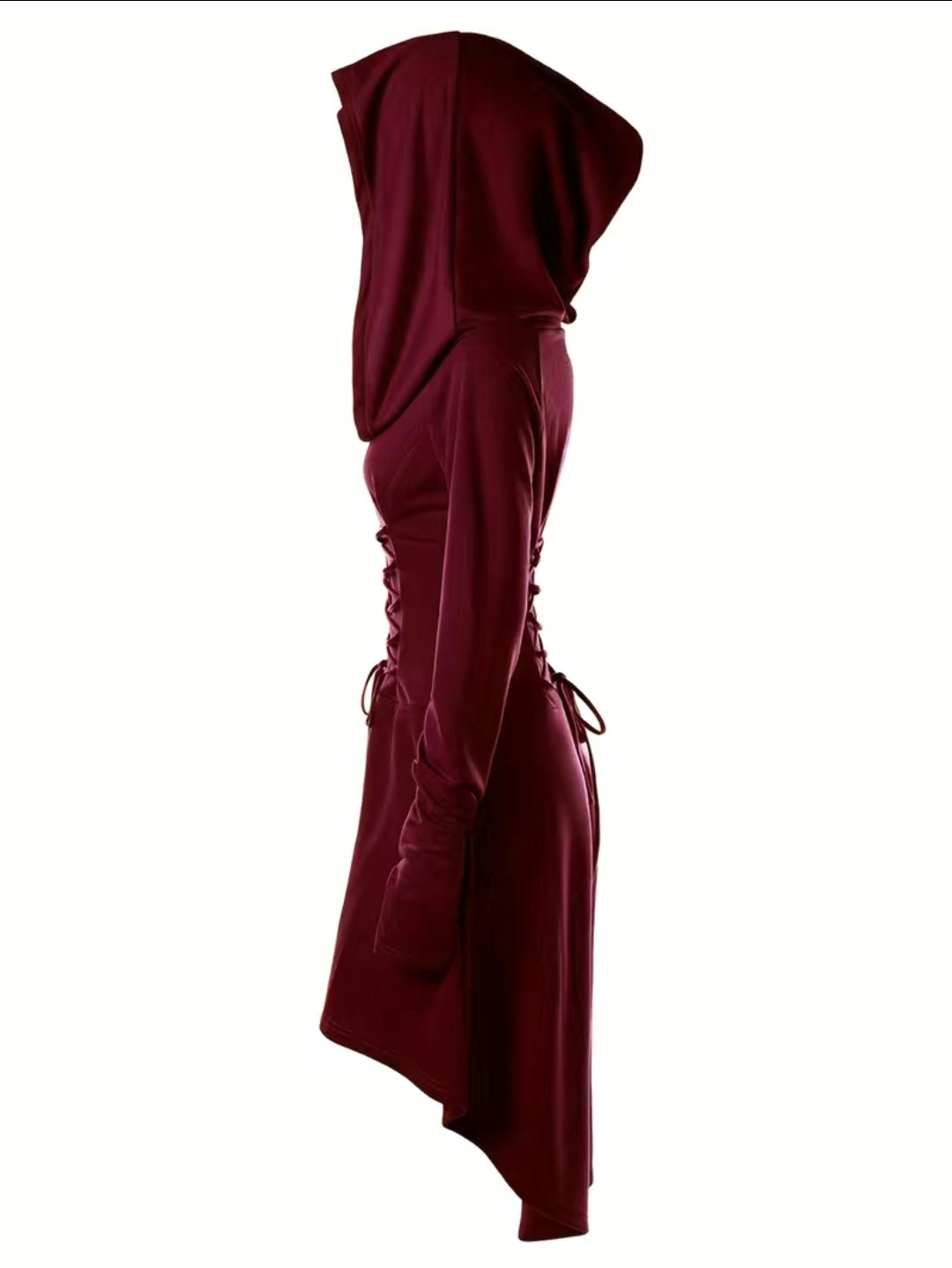 Burgundy Hooded Medieval Dress
