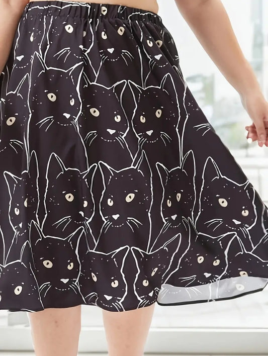 Cat Print Skirt