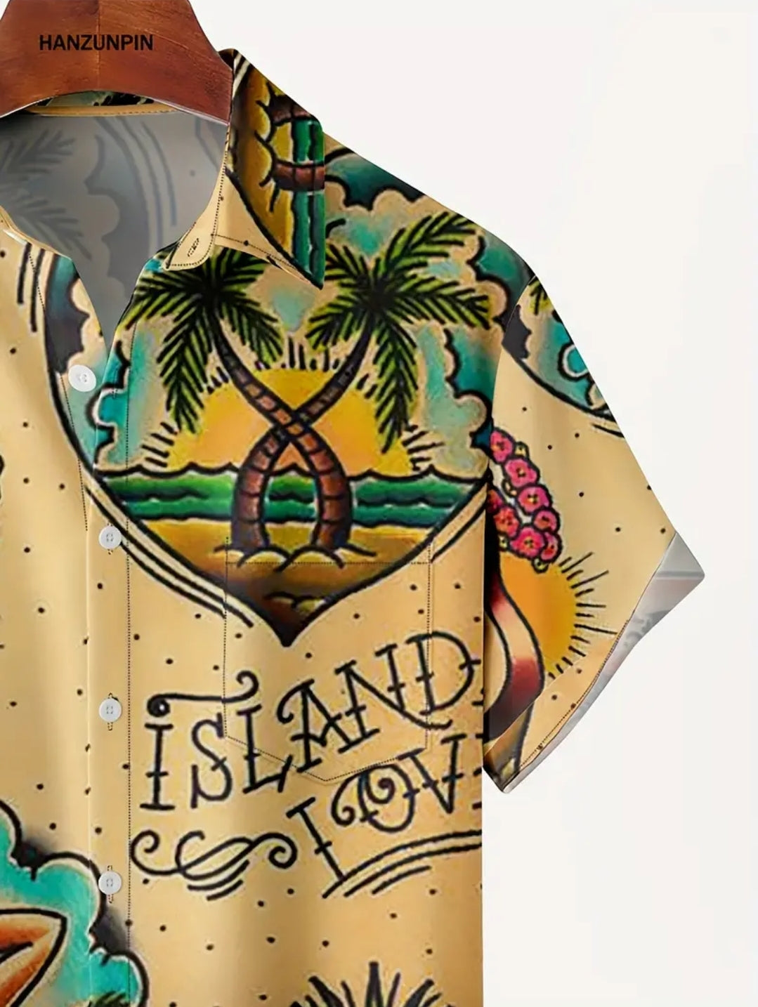 Hawaiian Print Button Up Shirt