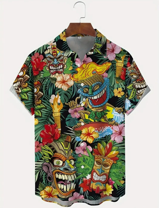 Tiki Idol Hawaiian Button Up Shirt