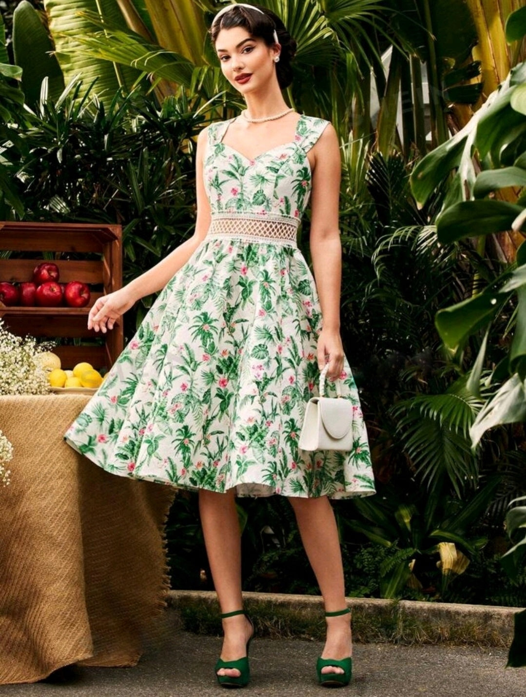 Tropical Hawaiian Sweetheart Swing Dress