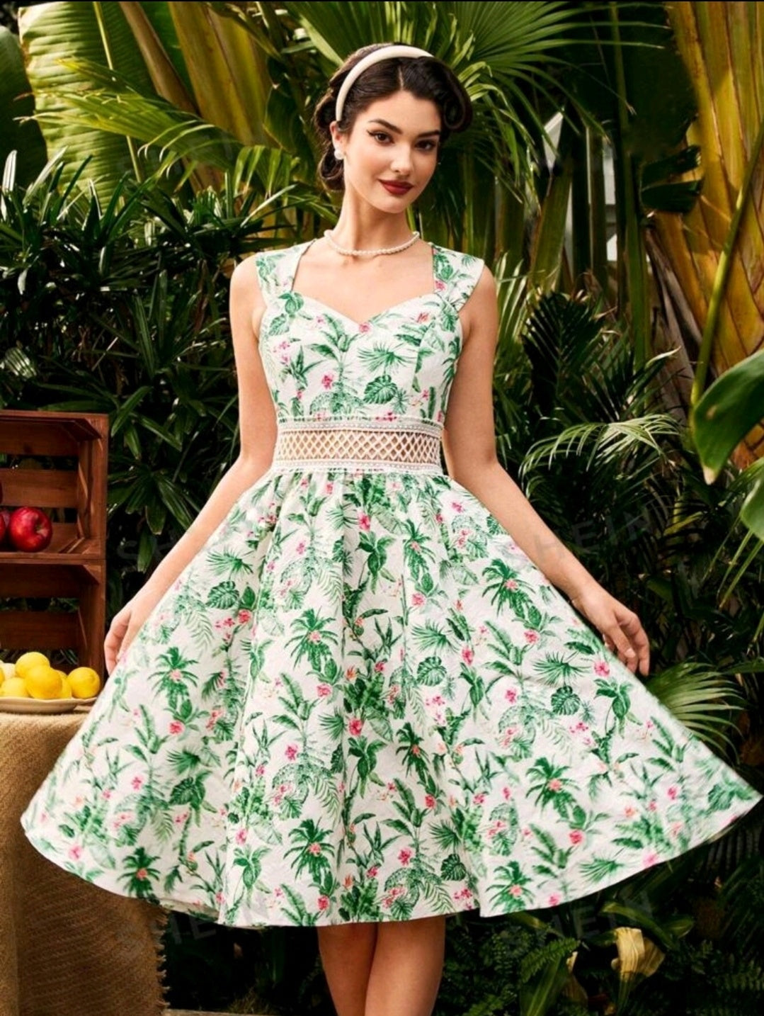 Tropical Hawaiian Sweetheart Swing Dress