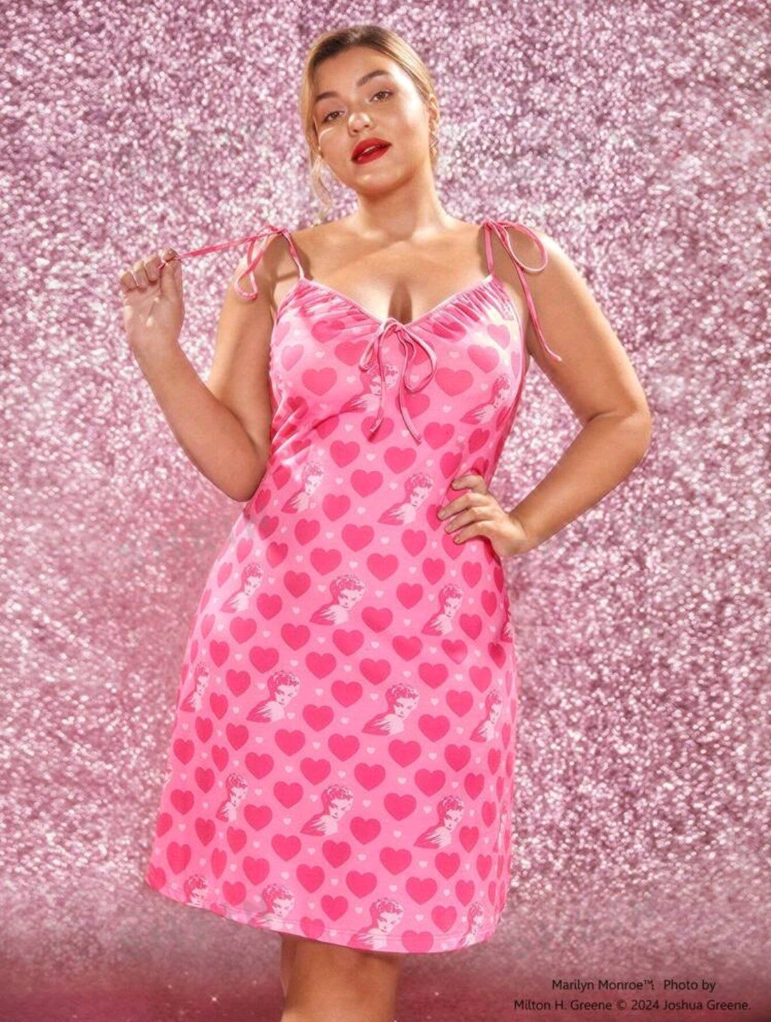 Heart Print Marilyn Monroe Print Dress