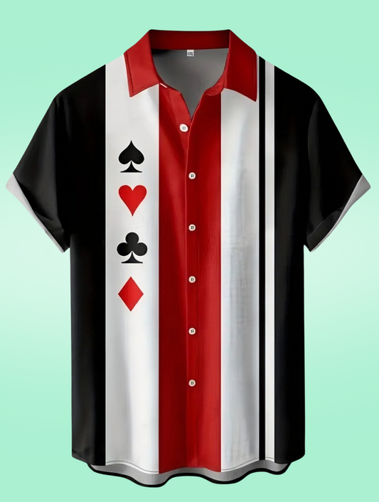 Las Vegas Poker Retro Rockabilly Button Up Bowling Shirt