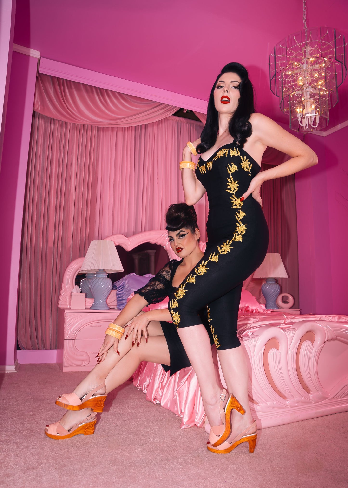 The Venus Wedge Heel Shoes - in Rose Gold