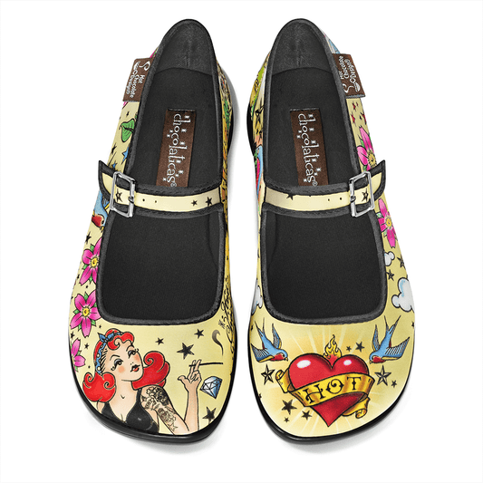 Chocolaticas® Tattoo Women's Mary Jane Flat Shoes