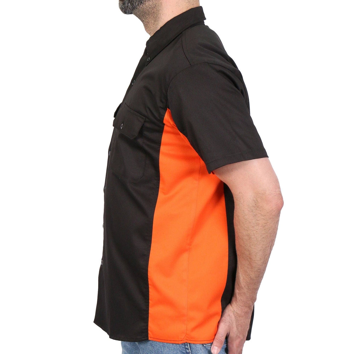 Hot Leathers - Hot Leathers 2 Tone Lowsides Shirt GMM1008: BLK/ORG / 3XL
