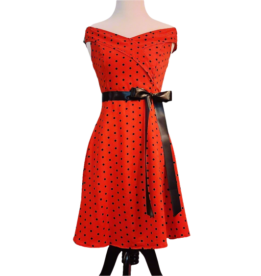 Red Polkadot Retro Print Dress