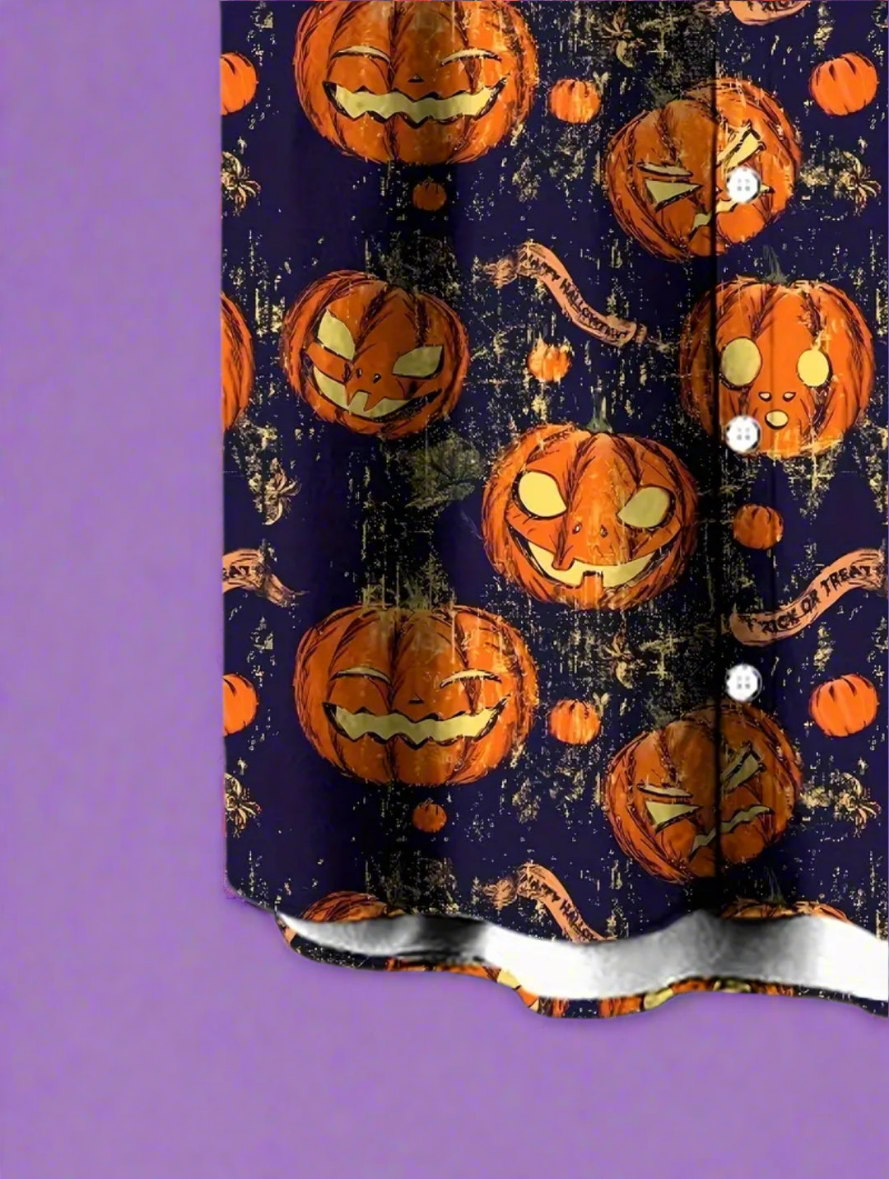 Jack O Lantern Pumpkin Halloween Button Up Shirt