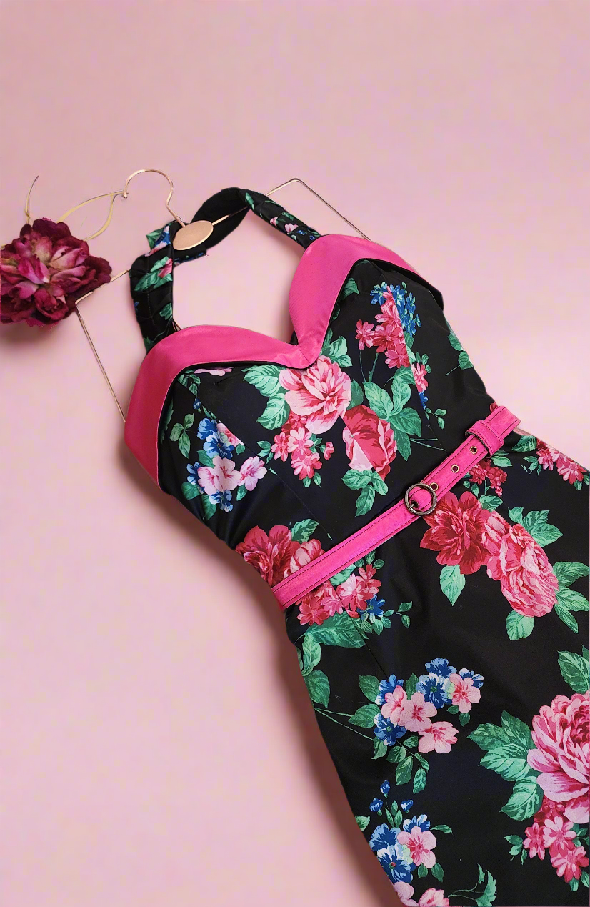 Floral Satin Wiggle Dress by Hollyville