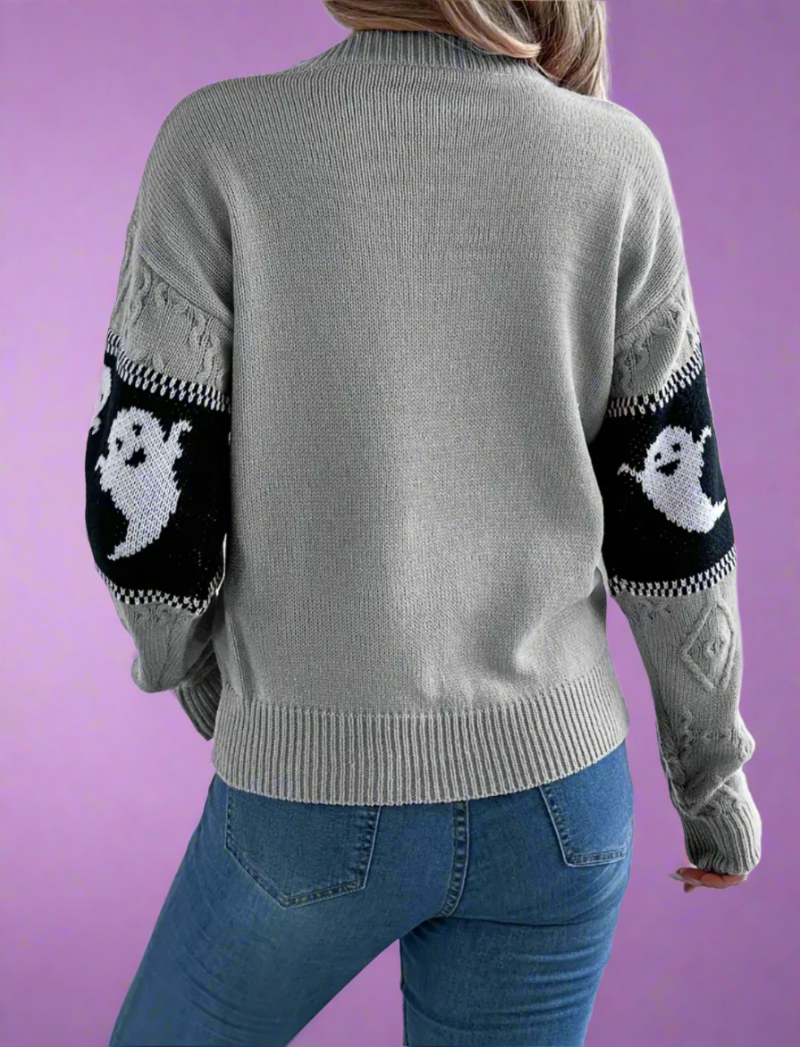 Ghost Pattern Spooky Halloween Sweater