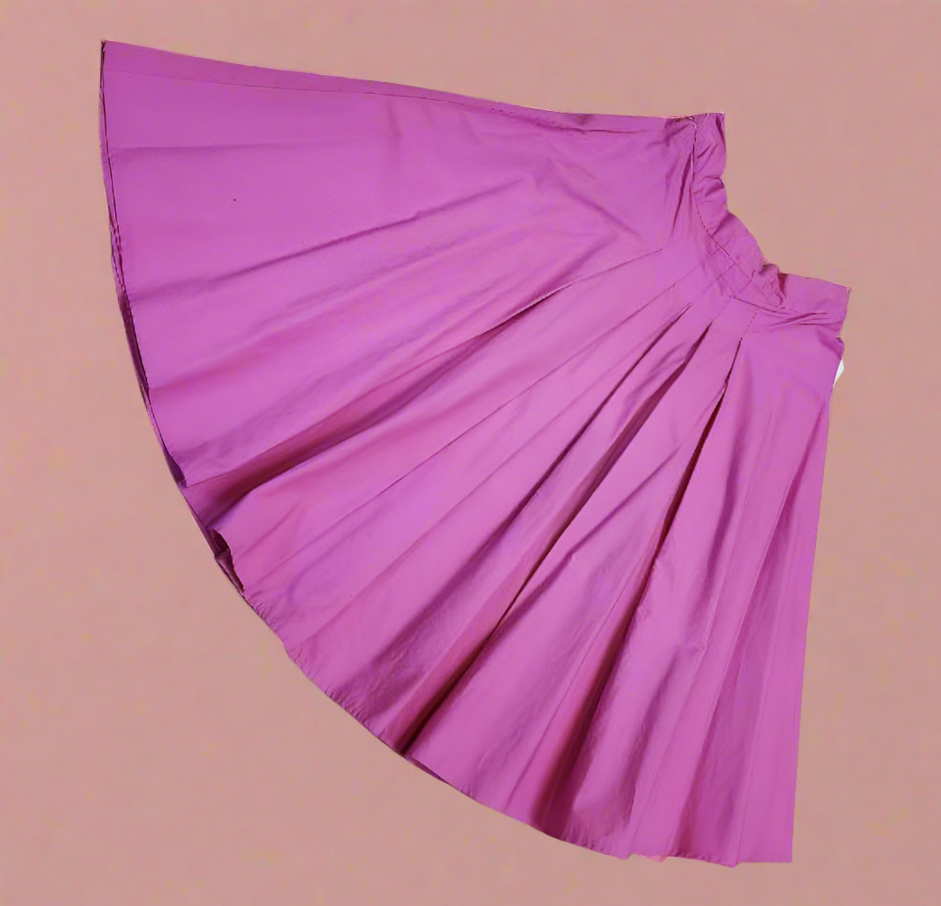 Pink Pleated Vintage Inspired Pink Cotton Skirt by Hollyville