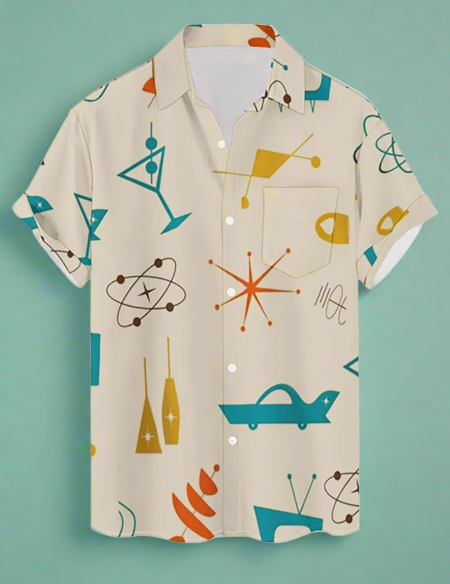 Midcentury Modern Jetson Print Button Up Shirt