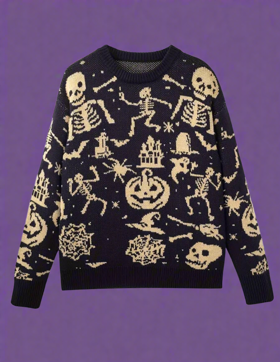 Halloween Skeleton Crew Neck Sweater