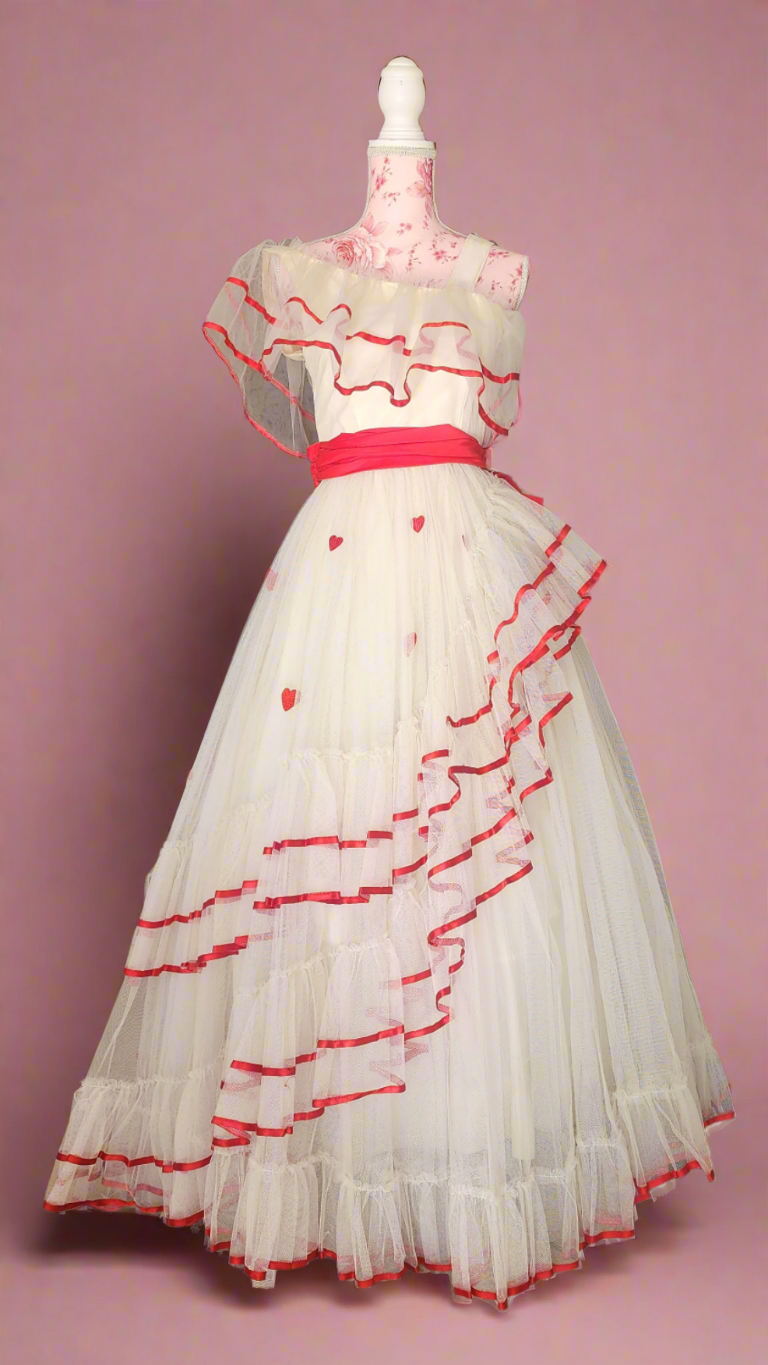 Vintage Heart Tulle Ruffle Dress