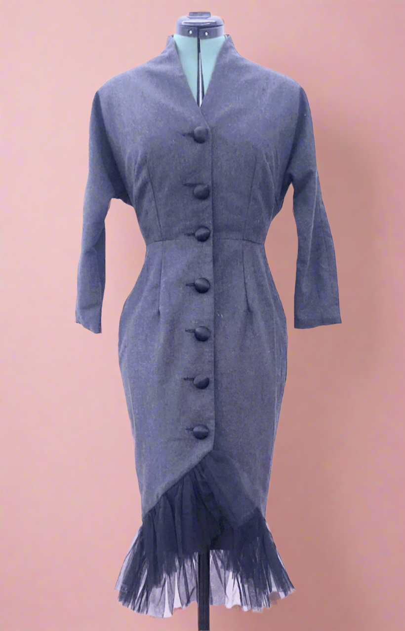 Grey Wool Pencil Dress by Le Palais