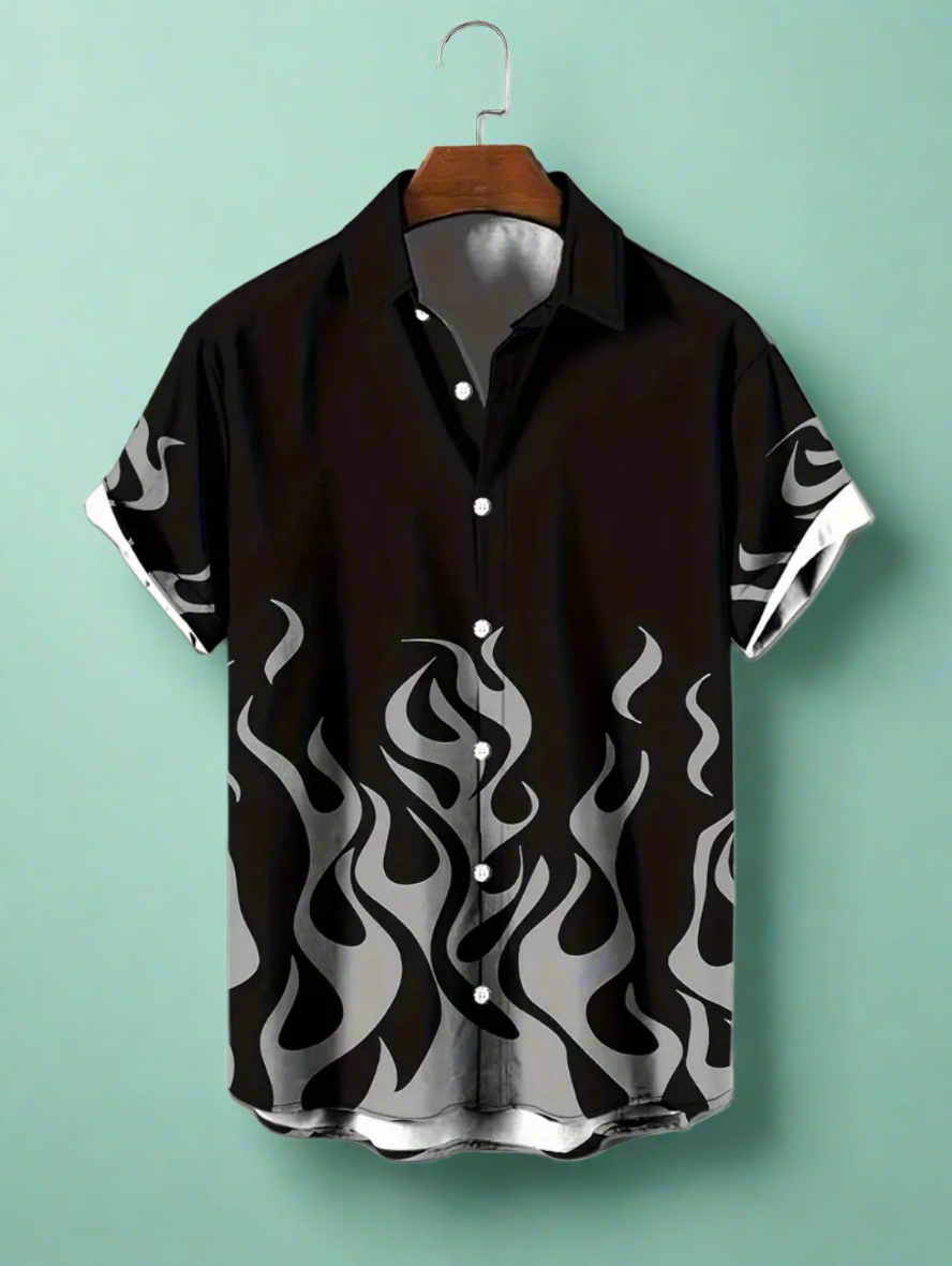 Men's Flame Button Up Shirt