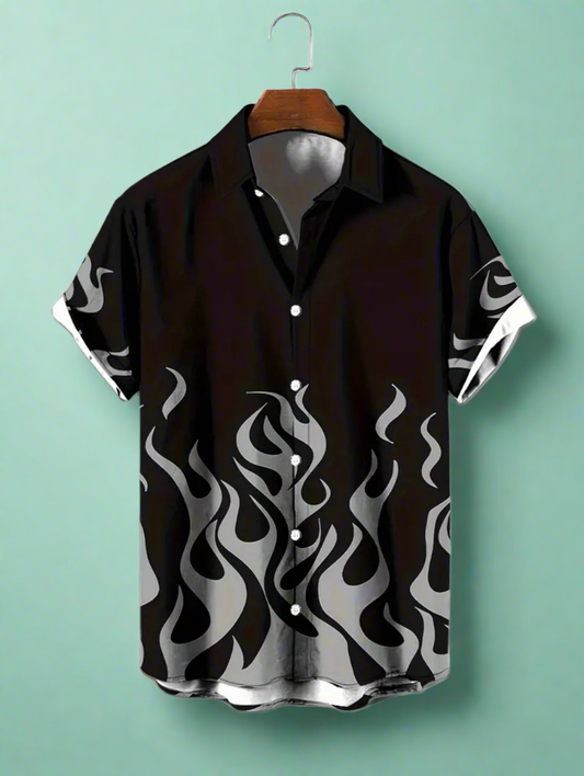 Men's Flame Button Up Shirt