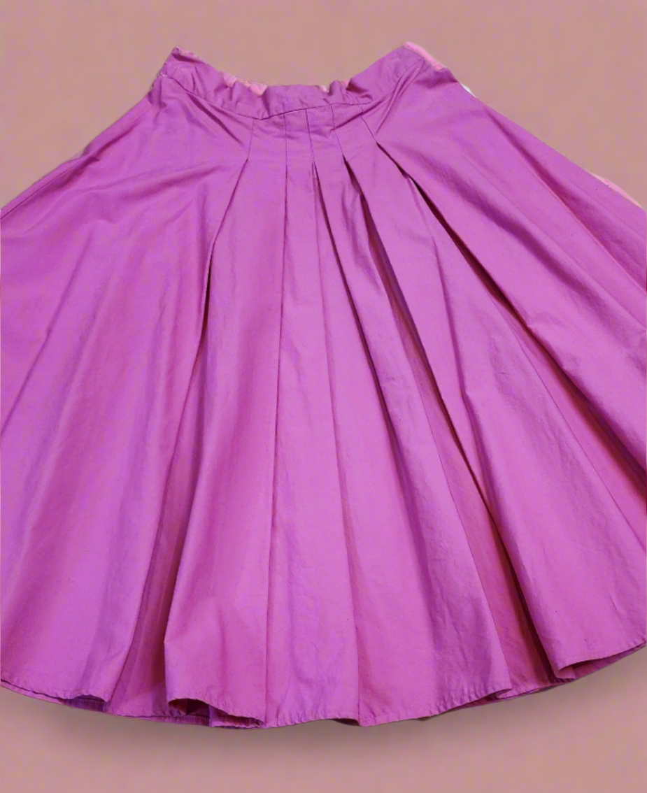 Pink Pleated Vintage Inspired Pink Cotton Skirt by Hollyville