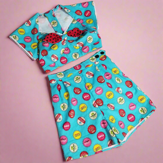 Soda Pop Vintage Inspired Flannel Pajamas Set by Hollyville