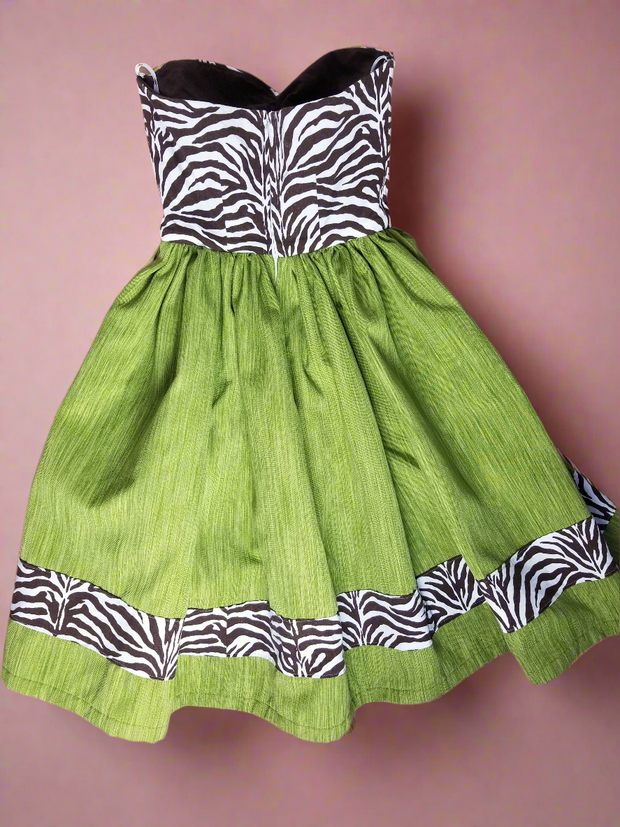 Chartruese Zebra Retro Pinup Rockabilly Dress by Hollyville